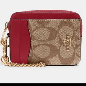 NWT Coach Zip Card Case In Signature Canvas
